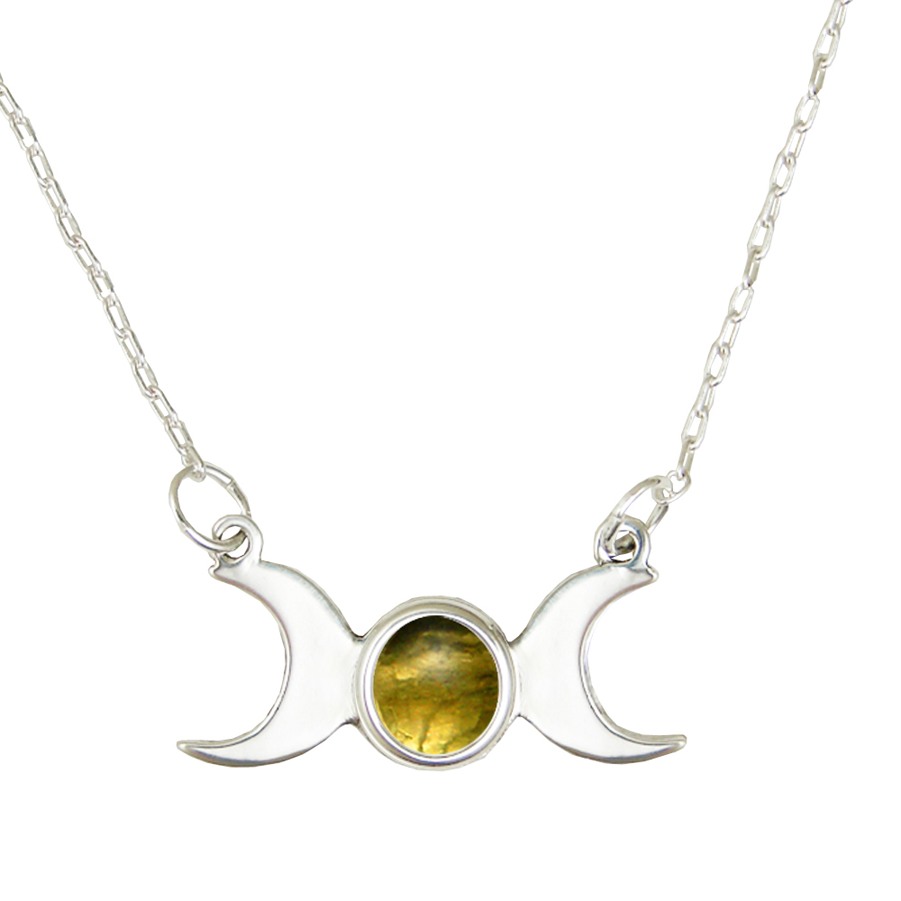 Sterling Silver Moon Phases Necklace With Citrine